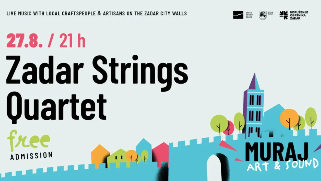 Zadar Strings gudački kvartet nastupa na Muraju na zadarskim zidinama u sklopu Muraj Art & Sound