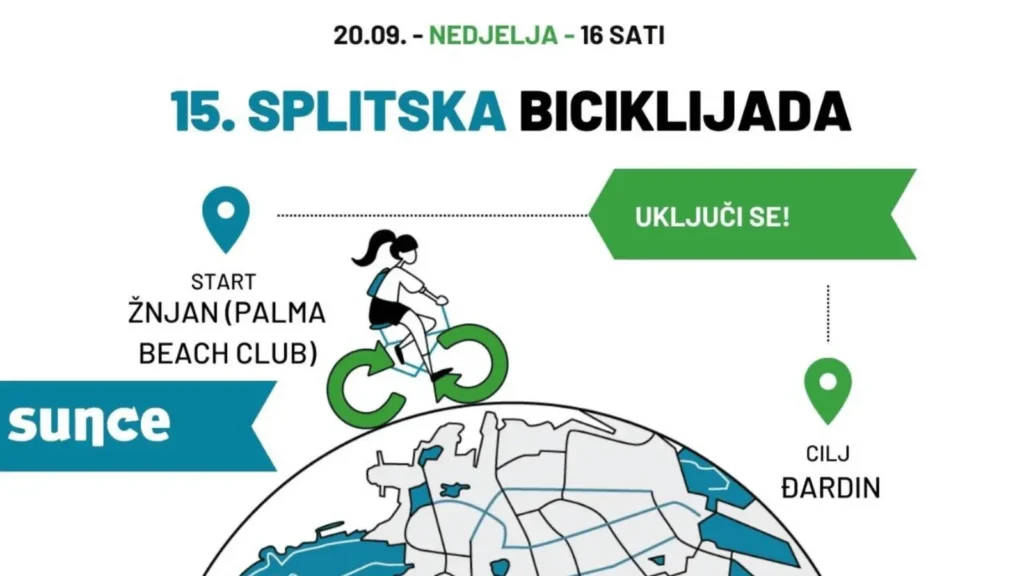 15. Splitska biciklijada, 20.09. u 16 sati. Start: Žnjan (Palma Beach Club). Cilj: Đardin. Uključi se!