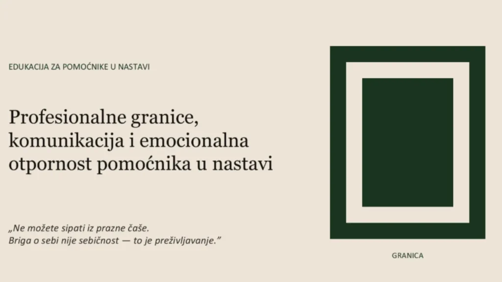 Pomoćnici u nastavi – Faza III Projekt podrške učenicima