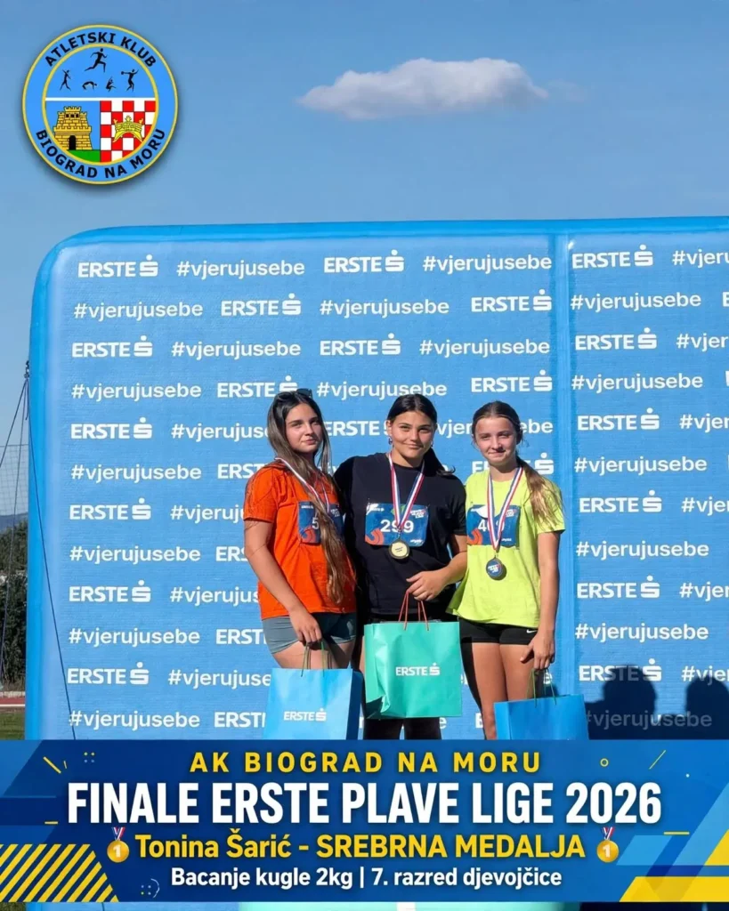 Tonina Šarić osvojila srebrnu medalju u bacanju kugle na završnici Erste Plave lige za AK Biograd na Moru