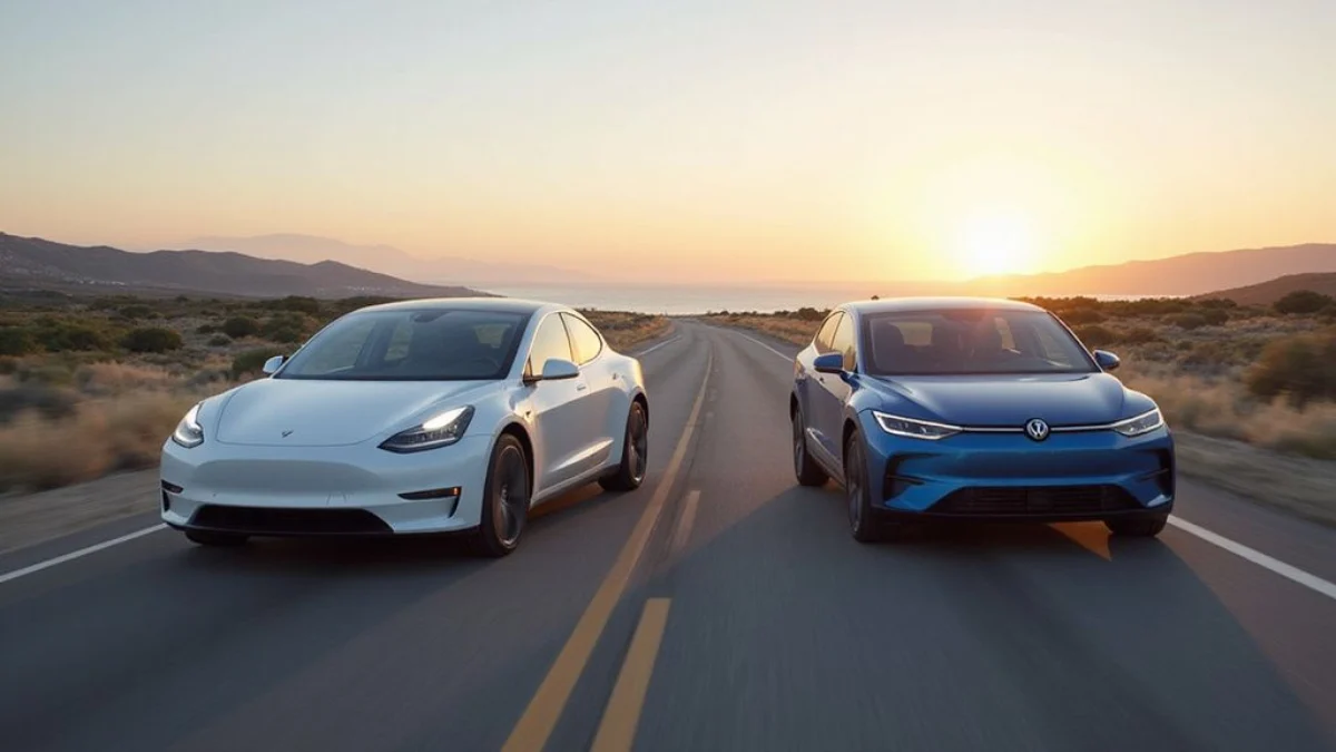 Automobil u vožnji, testiranje performansi: Usporedba: Tesla Model Y protiv VW ID.4