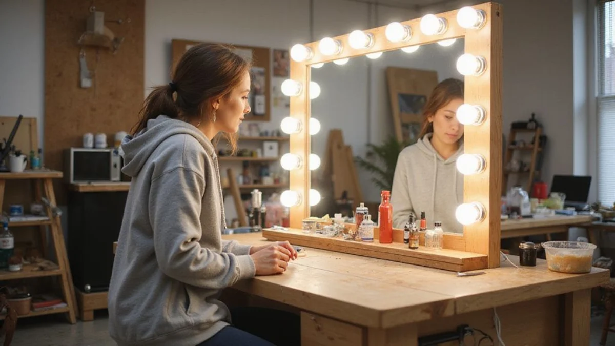 📏 Korak po korak: Glavni proces rada za DIY stolić za šminkanje (vanity) s ugrađenom Hollywood rasvjetom