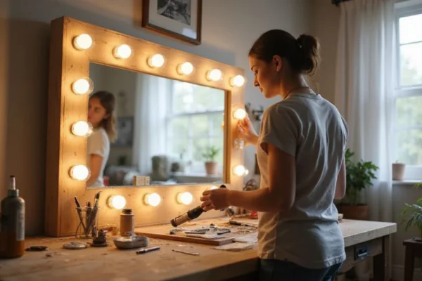 🏡 Dom i Vrt projekt: DIY stolić za šminkanje (vanity) s ugrađenom Hollywood rasvjetom