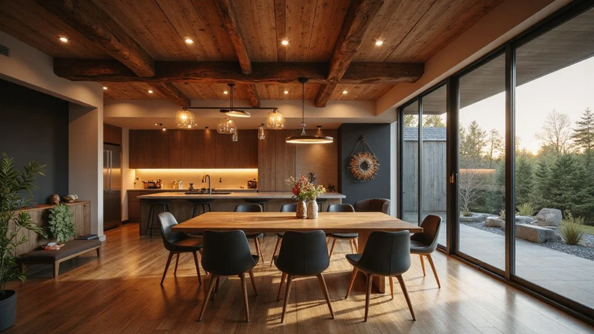 🏡 Dom i Vrt projekt: Izrada rustikalne stropne grede s ugrađenim LED reflektorima iznad blagovaonskog stola