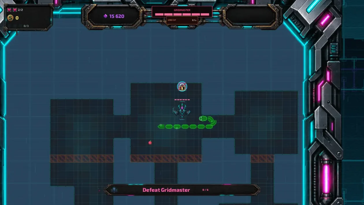 Snake Gridbreaker prikazuje zmiju koja prolazi kroz proceduralno generirane razine s protivnicima i preprekama