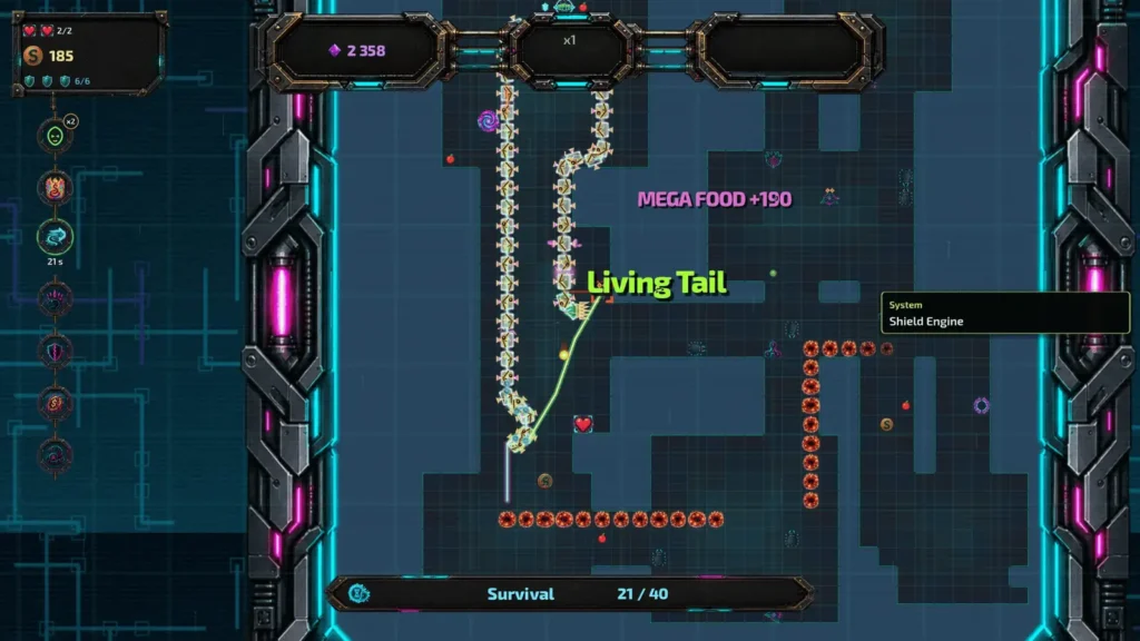 Snake Gridbreaker prikazuje zmiju koja prolazi kroz proceduralno generirane razine s protivnicima i preprekama