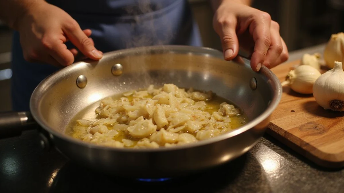 👨🍳 Kulinarski postupak korak po korak: pirjanje luka i cesnjaka